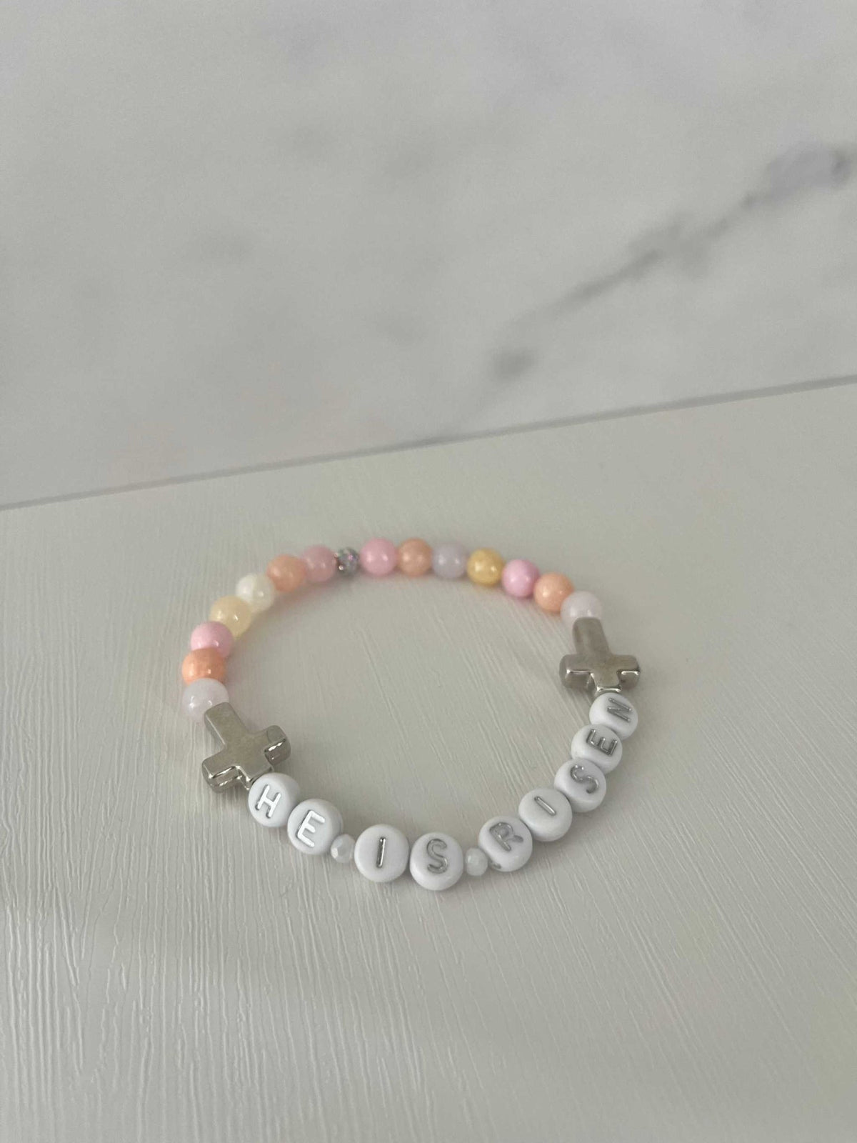 He Is Risen Bead Bracelet – Handmade Christian Jewelry - Quarter Circle AK Boutique