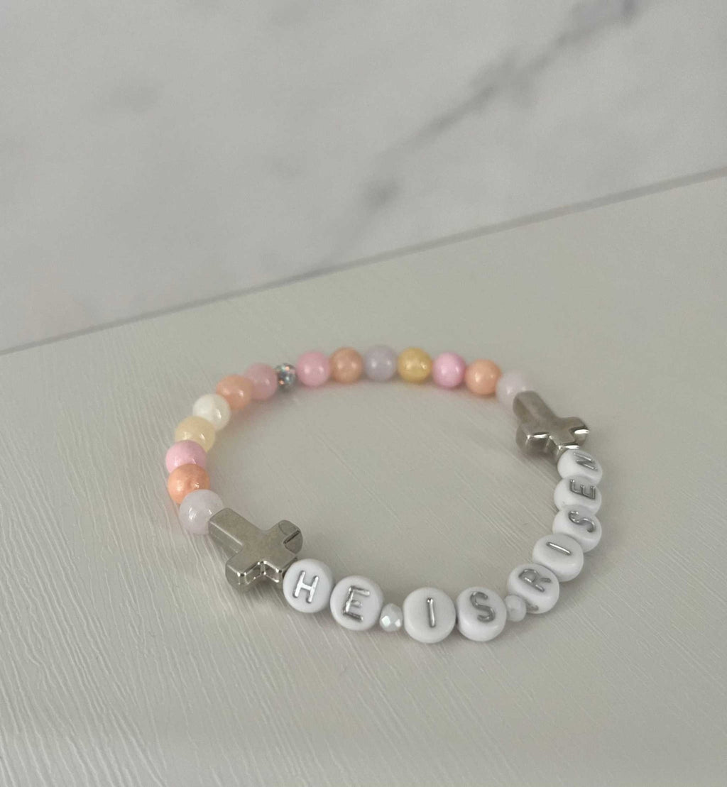 He Is Risen Bead Bracelet – Handmade Christian Jewelry - Quarter Circle AK Boutique