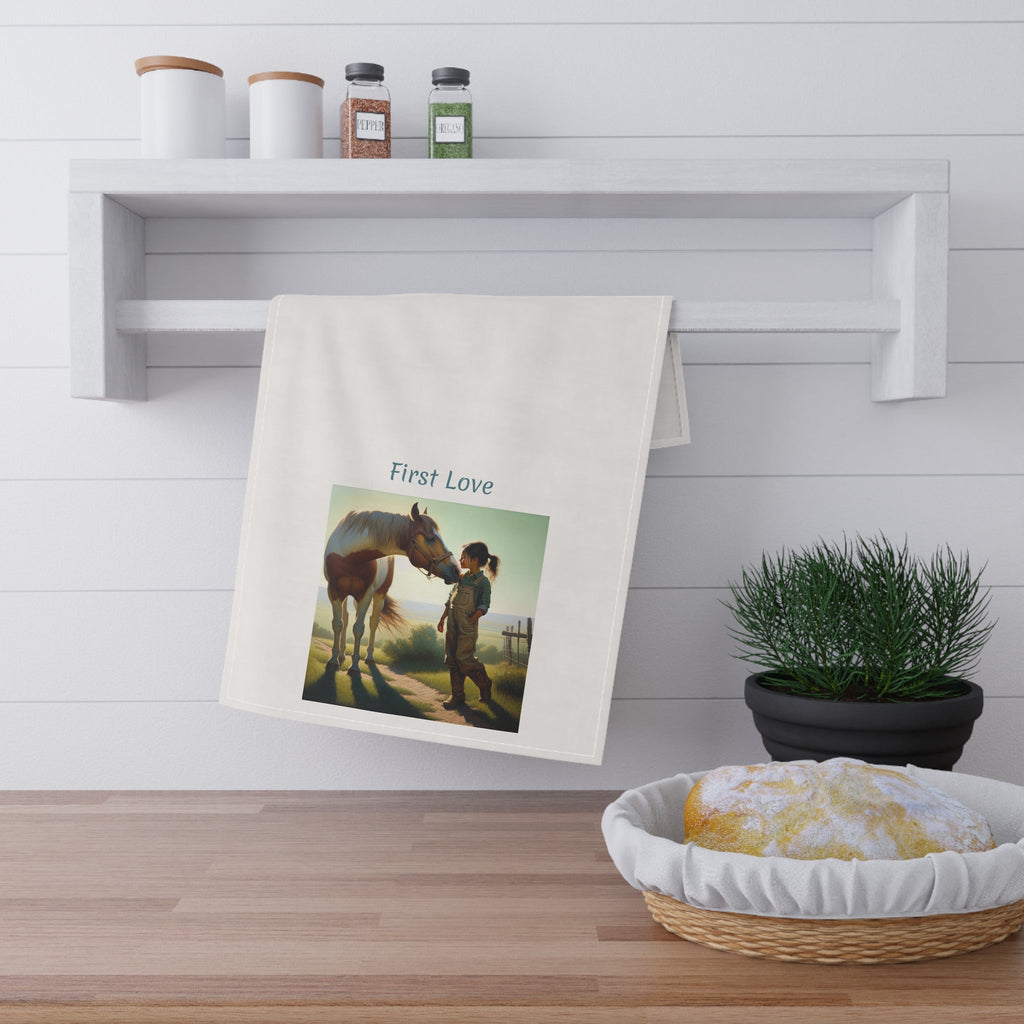 Heartwarming First Love Tea Towels, Farmhouse Decor, Country Kitchen Gift, Equestrian Themed, Horse Lover Present - Quarter Circle AK Boutique