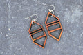 Hexagonal Wood Earrings | Sterling Silver Drops