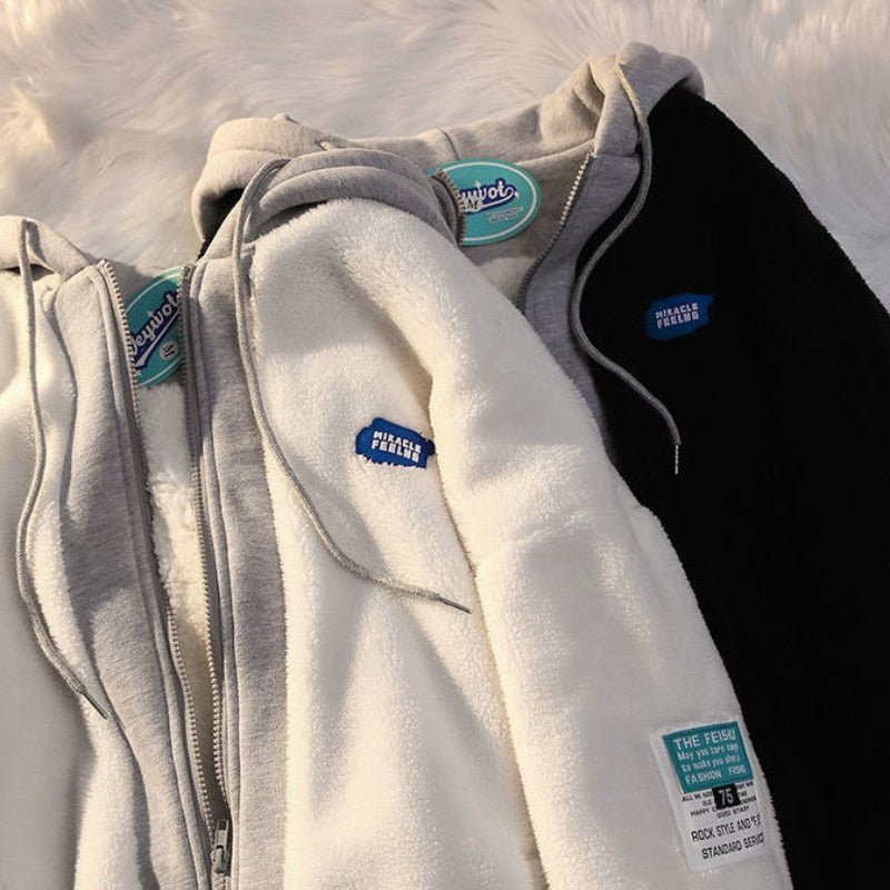 Hooded Sweatshirt Casual Thick Warm Loose Padded Jackets Coat - Quarter Circle AK Boutique