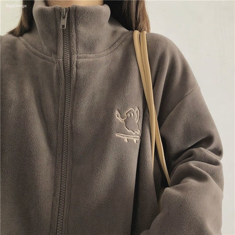 Hooded Sweatshirt Casual Thick Warm Loose Padded Jackets Coat - Quarter Circle AK Boutique