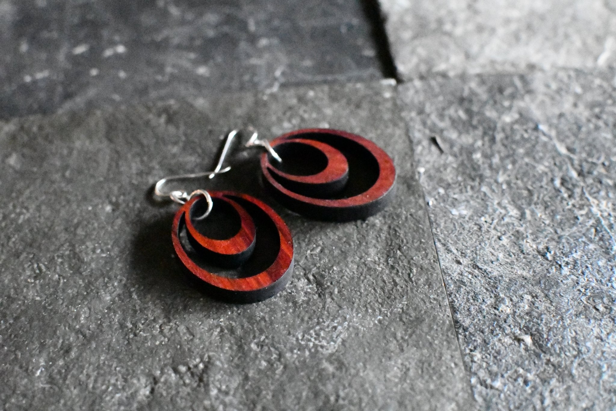 Wooden Hoop Earrings | Lightweight Sterling Silver