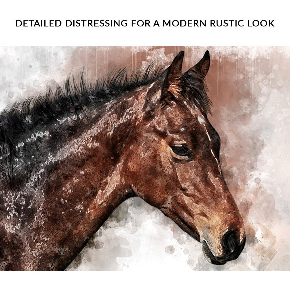 Horse Watercolor Canvas Wall Art - Quarter Circle AK Boutique