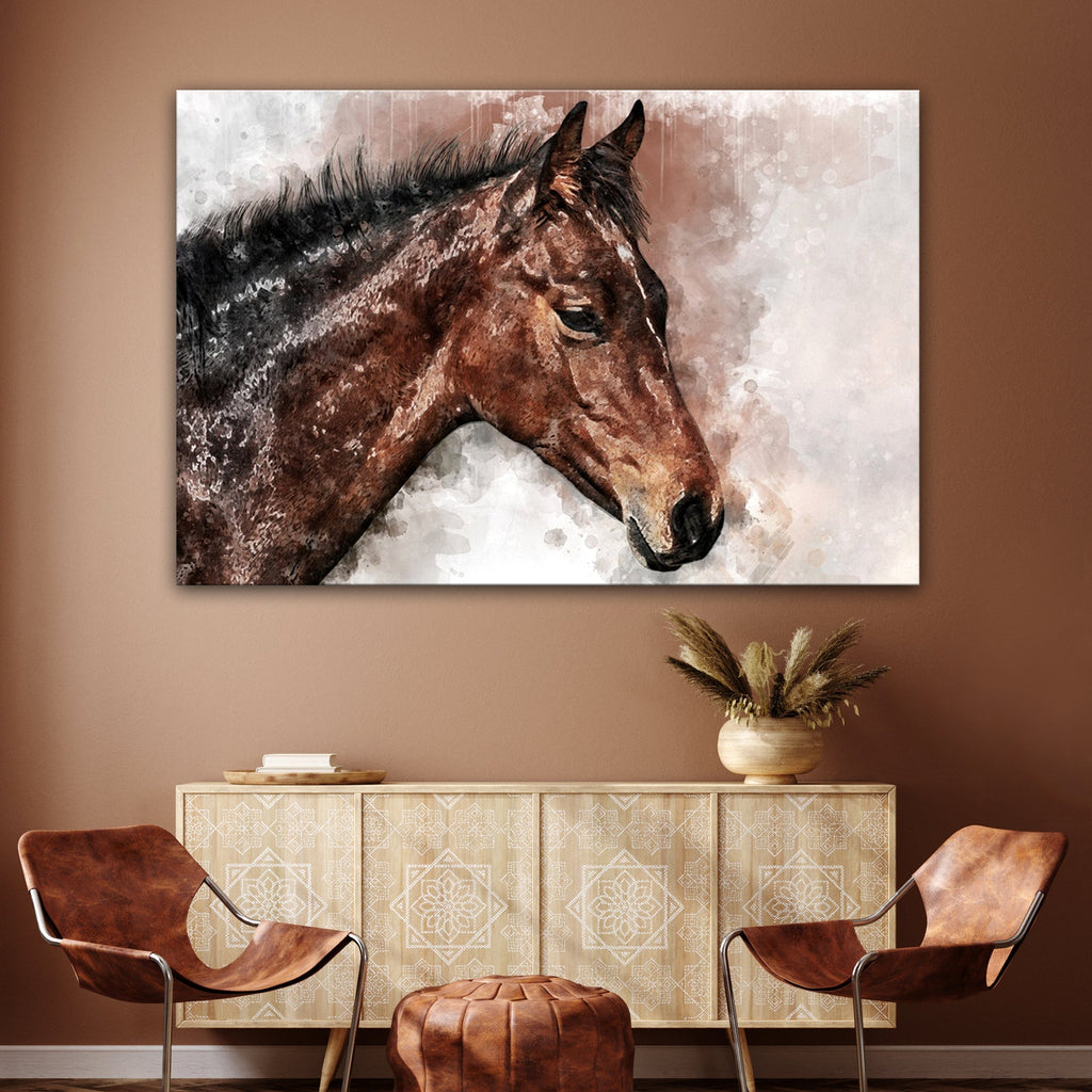 Horse Watercolor Canvas Wall Art - Quarter Circle AK Boutique