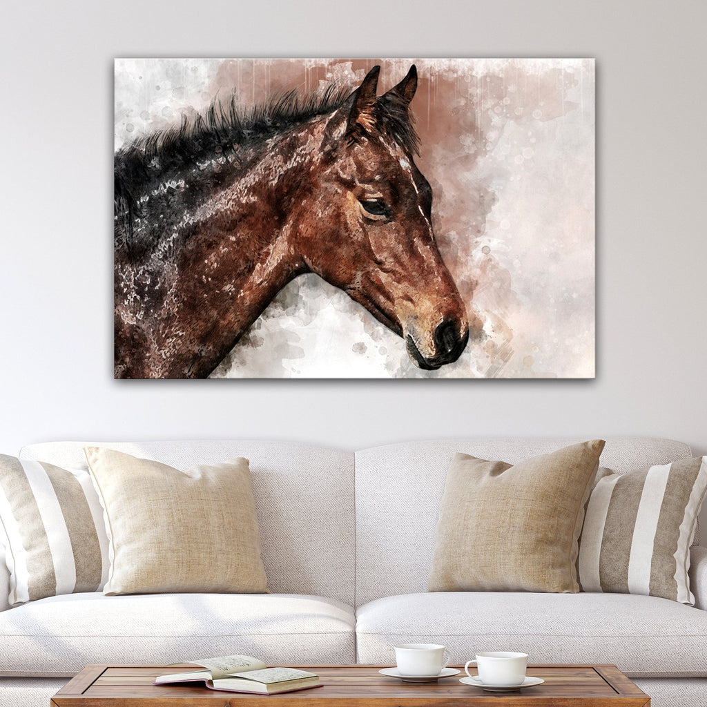 Horse Watercolor Canvas Wall Art - Quarter Circle AK Boutique