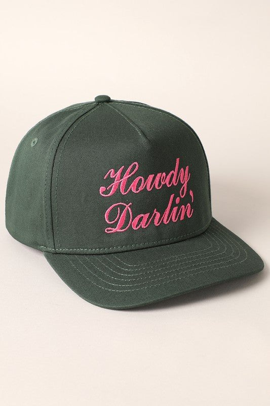 Howdy Darlin Embroidered Baseball Hat - Quarter Circle AK Boutique