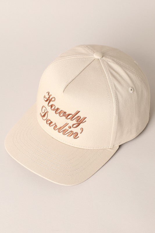 Howdy Darlin Embroidered Baseball Hat - Quarter Circle AK Boutique