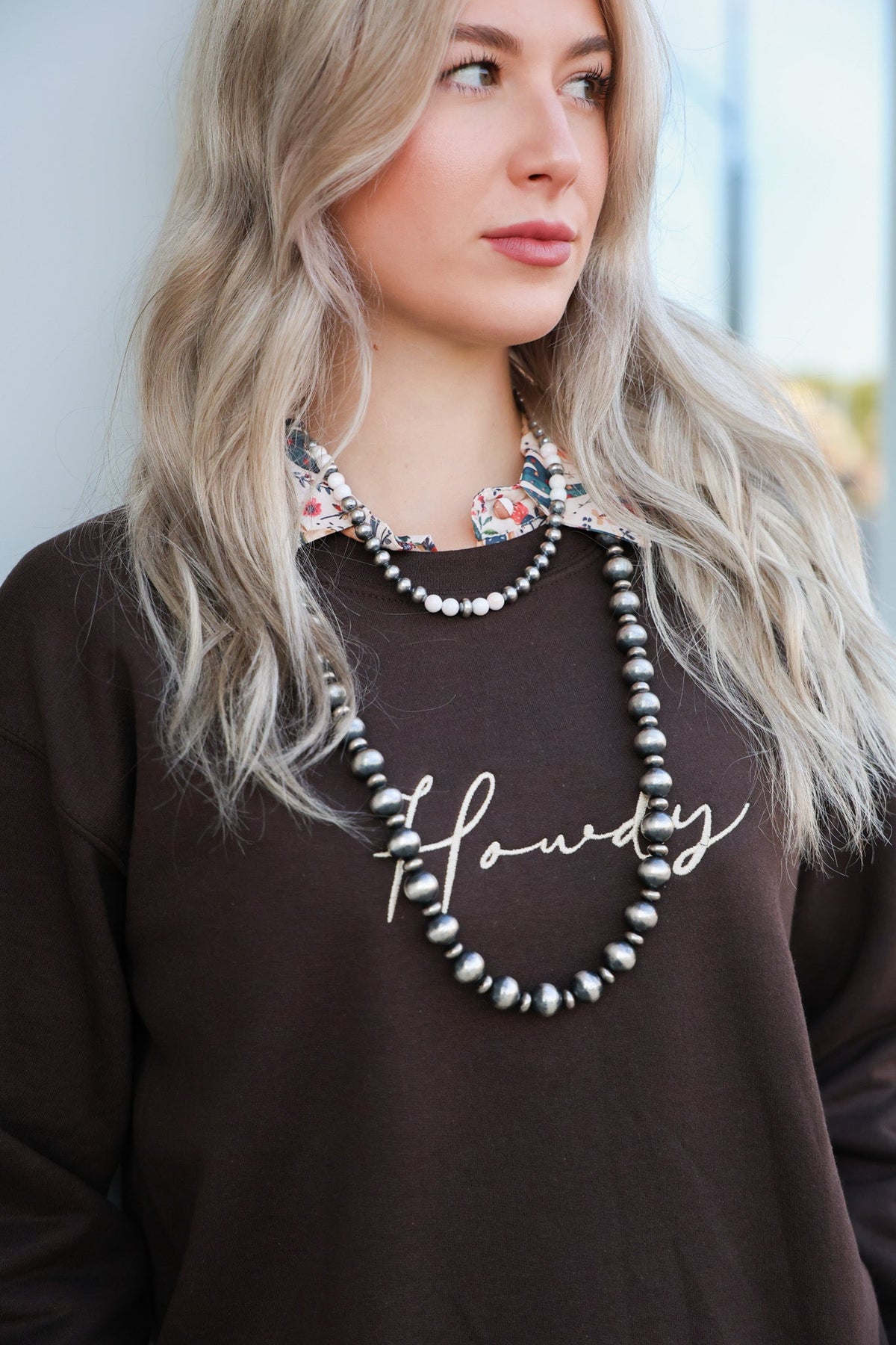 "Howdy" Embroidered Western Sweatshirt — Soft Gildan Fabric Cowboy Welcome - Quarter Circle AK Boutique