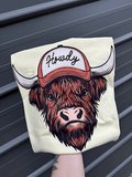 Howdy Highland cow tee or sweatshirt - Quarter Circle AK Boutique