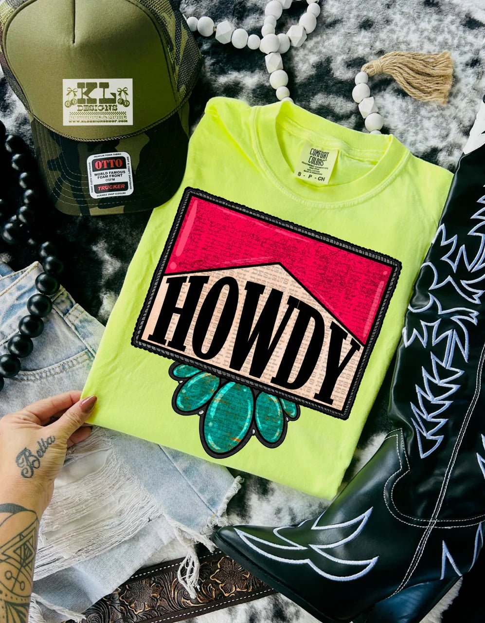 Howdy HOT PINK & TURQUOISE tee or sweatshirt - Quarter Circle AK Boutique