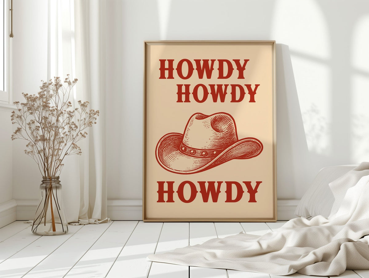 Howdy Howdy Western Hat Print - Quarter Circle AK Boutique