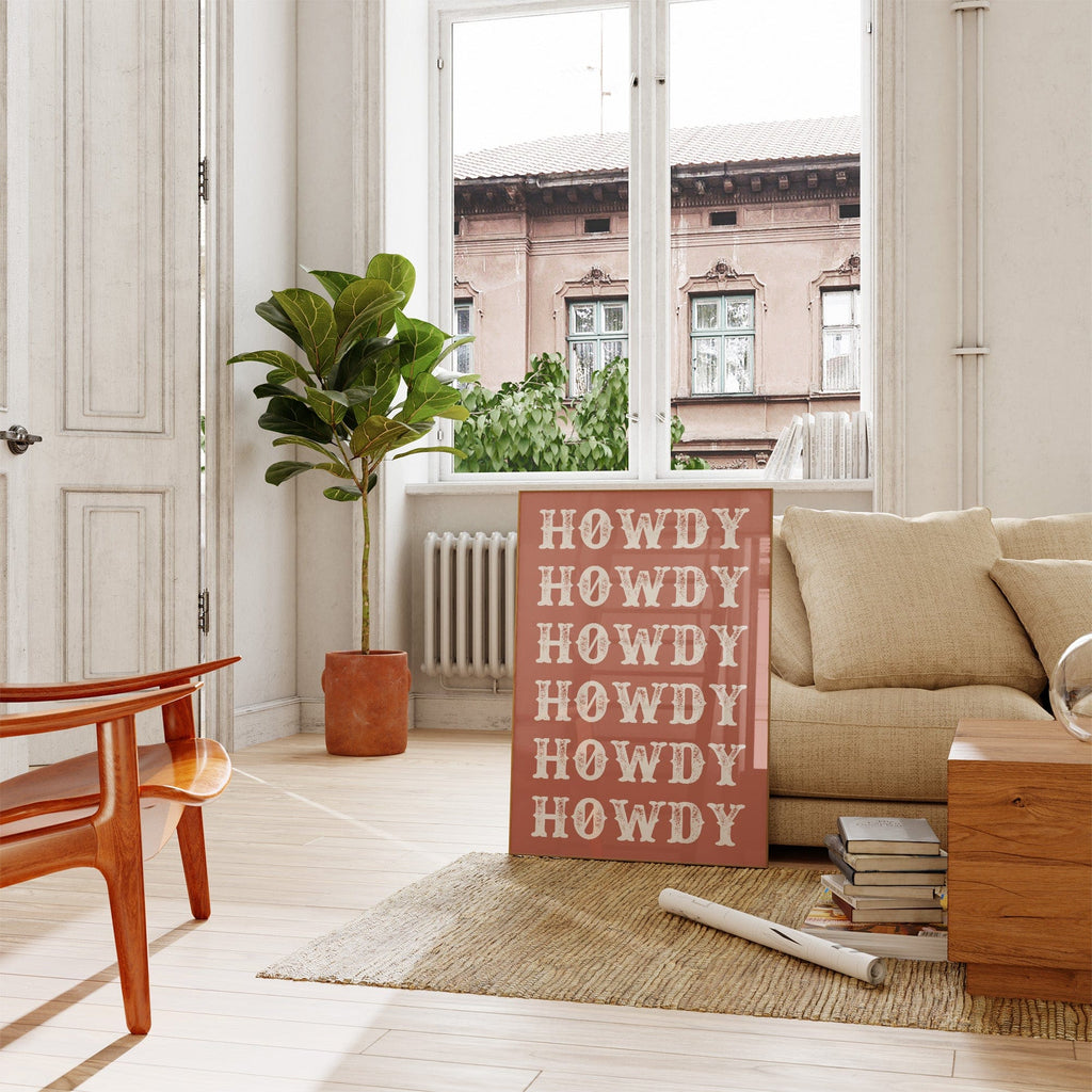 Howdy Western Typography Print – Rustic Country Wall Art - Quarter Circle AK Boutique