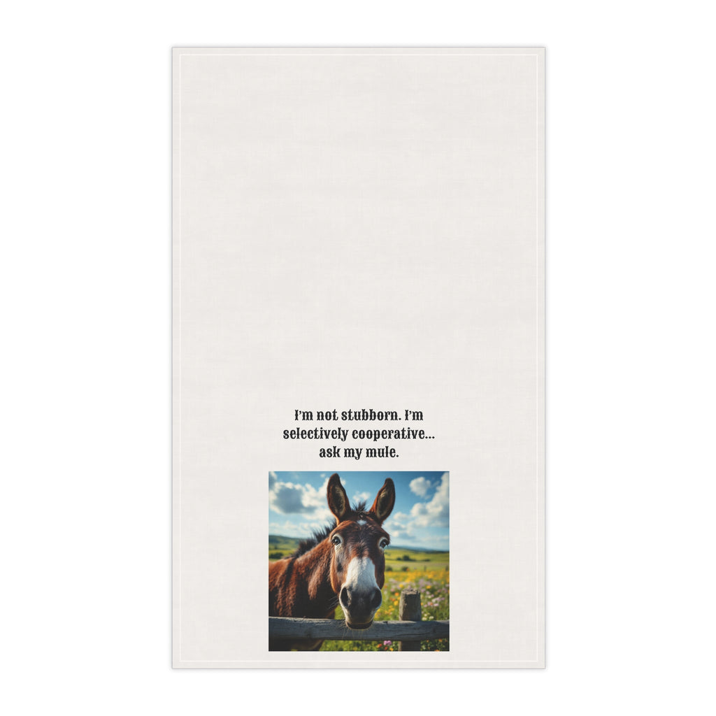 Humorous Mule themed Tea Towel, Funny Kitchen Towels, Gifts for Mule Lovers, Farmhouse Decor, Equine Humor Kitchenware - Quarter Circle AK Boutique