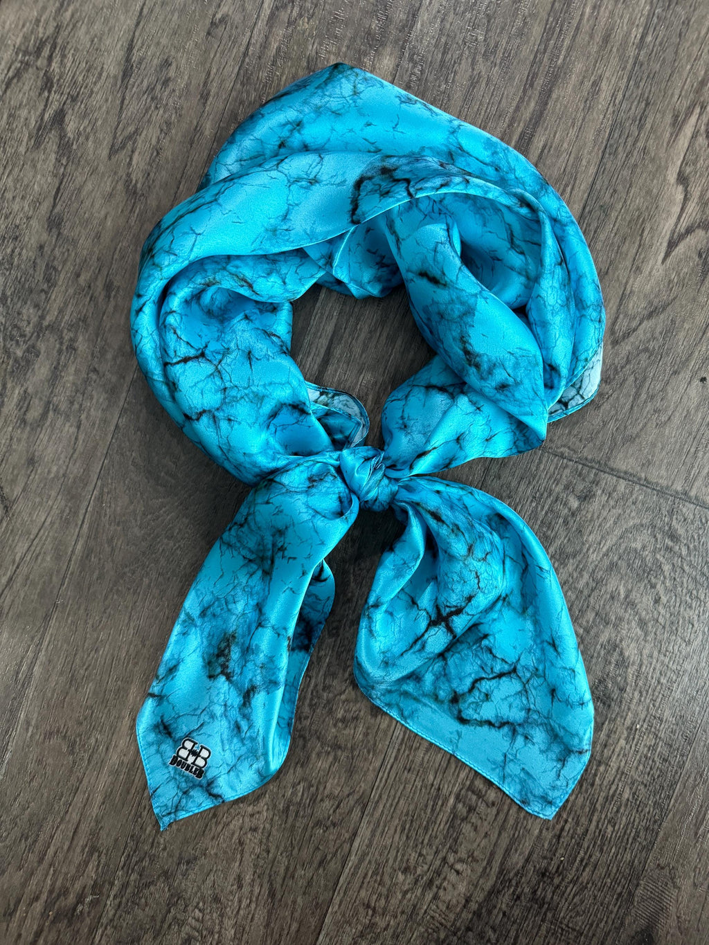 100% Silk Wild Rag Turquoise Stone inspired neck scarf by Double B Wild Rags