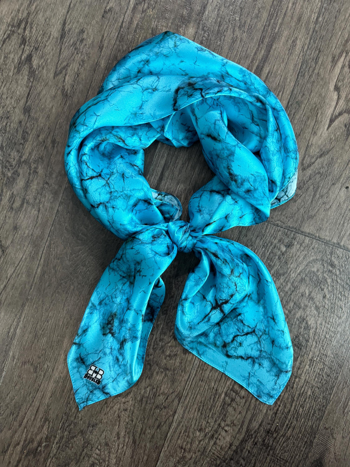 100% Silk Wild Rag Turquoise Stone inspired neck scarf by Double B Wild Rags