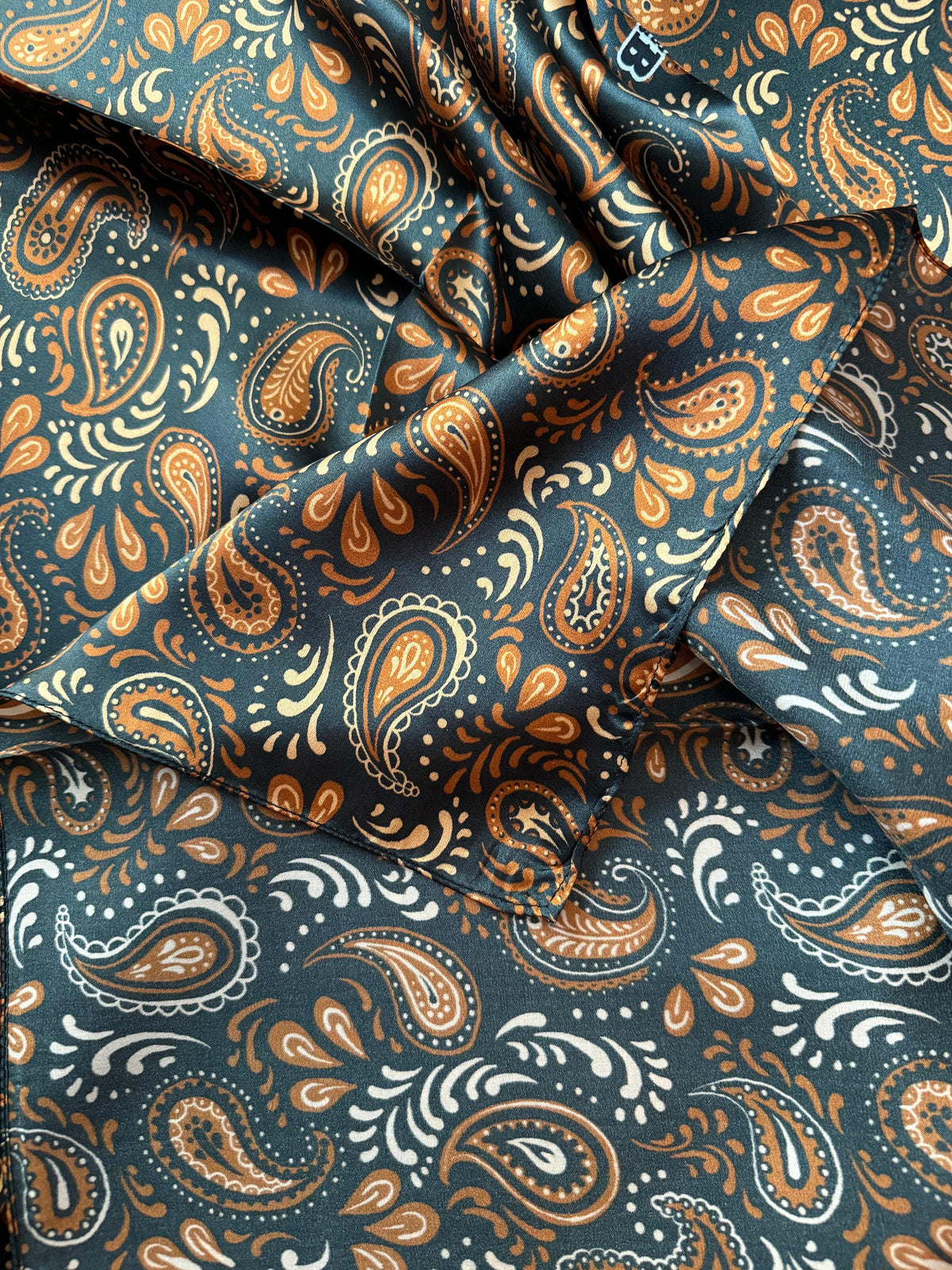 100% Silk Wild Rag Copper and Black Paisley by Double B Wild Rags