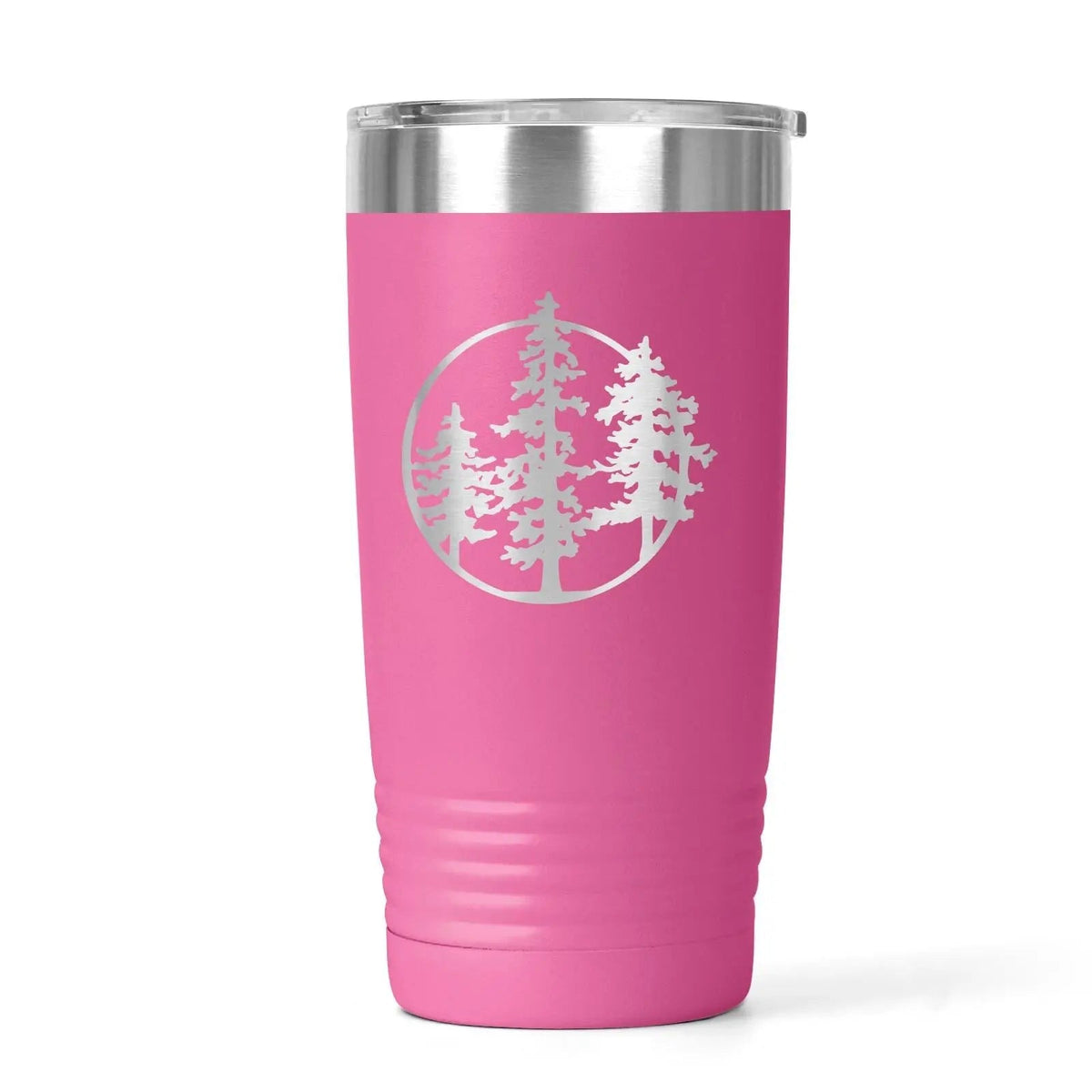 20 Oz Insulated Tumbler for Hiking – Laser-Engraved Pine Tree Design, Black Stainless Steel Travel Mug