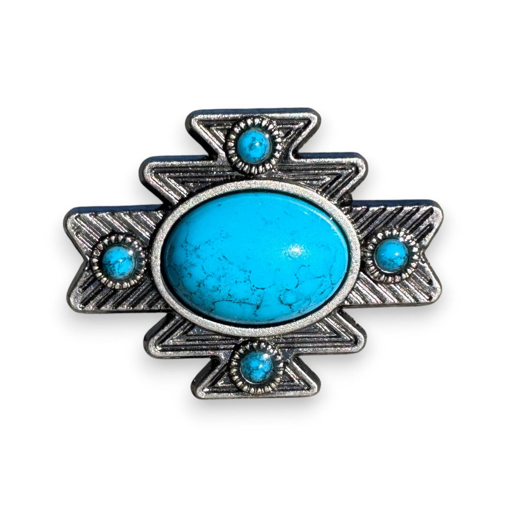 Southwestern Style Cowboy Scarf Slide Keeper with turquoise stone BY Double B Wild Rags