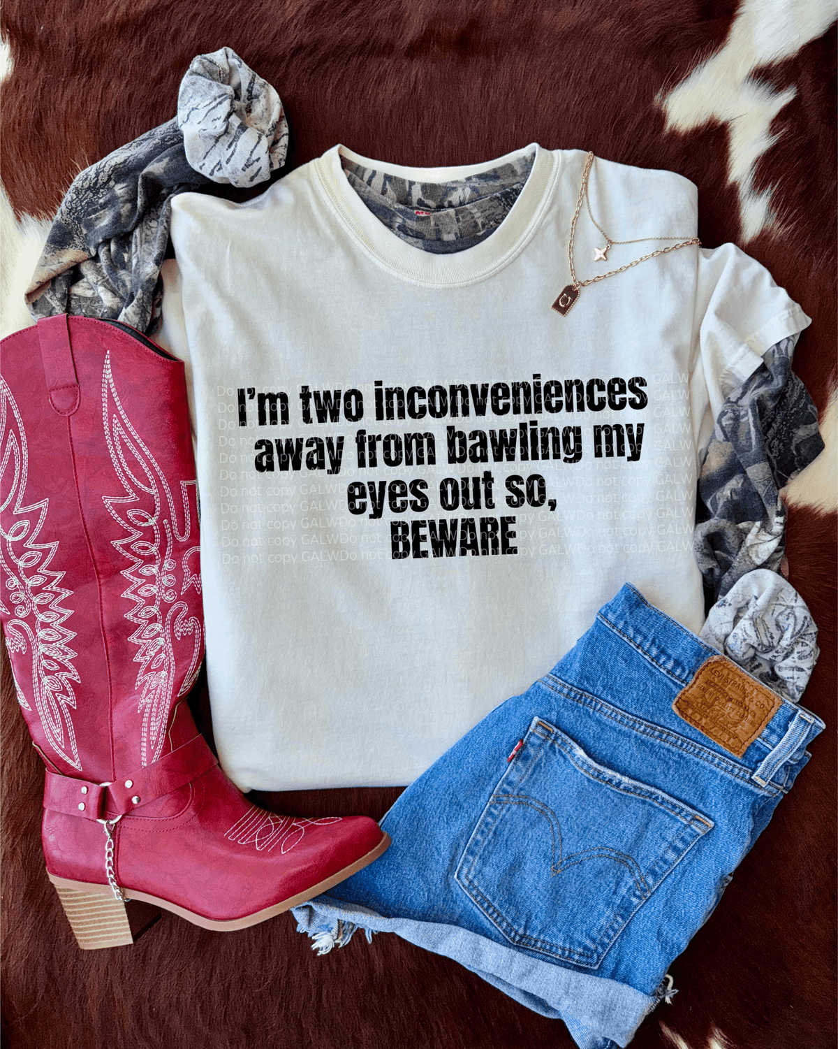 I’m two inconveniences away from bawling my eyes out so, BEWARE tee or sweatshirt - Quarter Circle AK Boutique