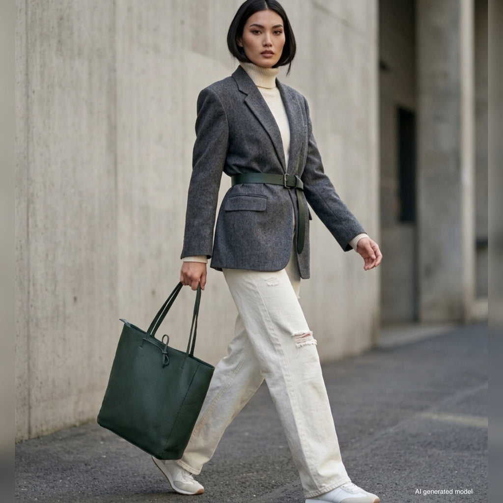 Italian Full-Grain Leather Tote Bag | Firenze - Quarter Circle AK Boutique