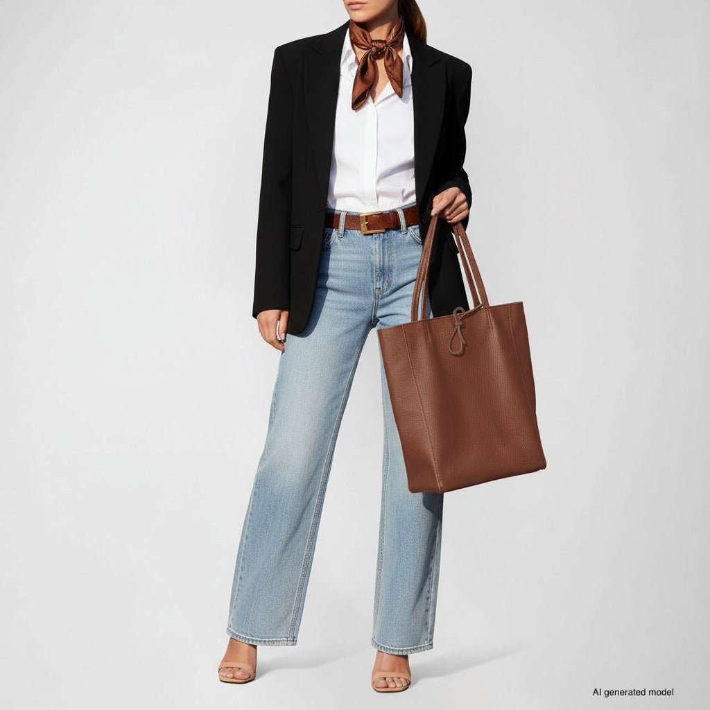 Italian Full-Grain Leather Tote Bag | Firenze - Quarter Circle AK Boutique