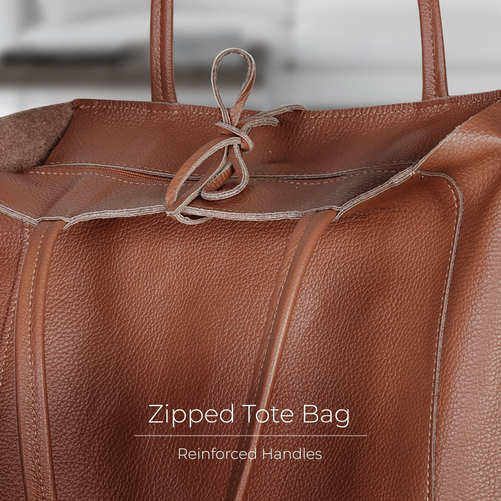 Italian Full-Grain Leather Tote Bag | Firenze - Quarter Circle AK Boutique