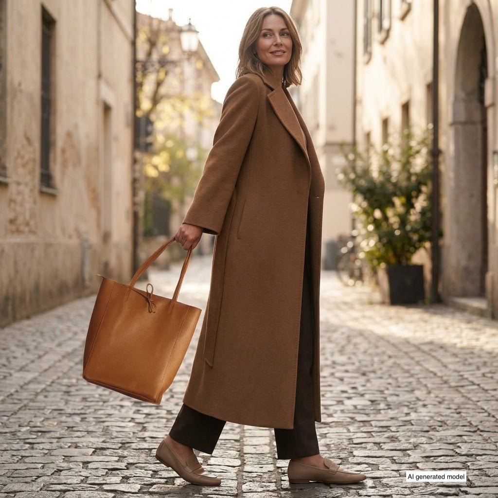 Italian Full-Grain Leather Tote Bag | Firenze - Quarter Circle AK Boutique