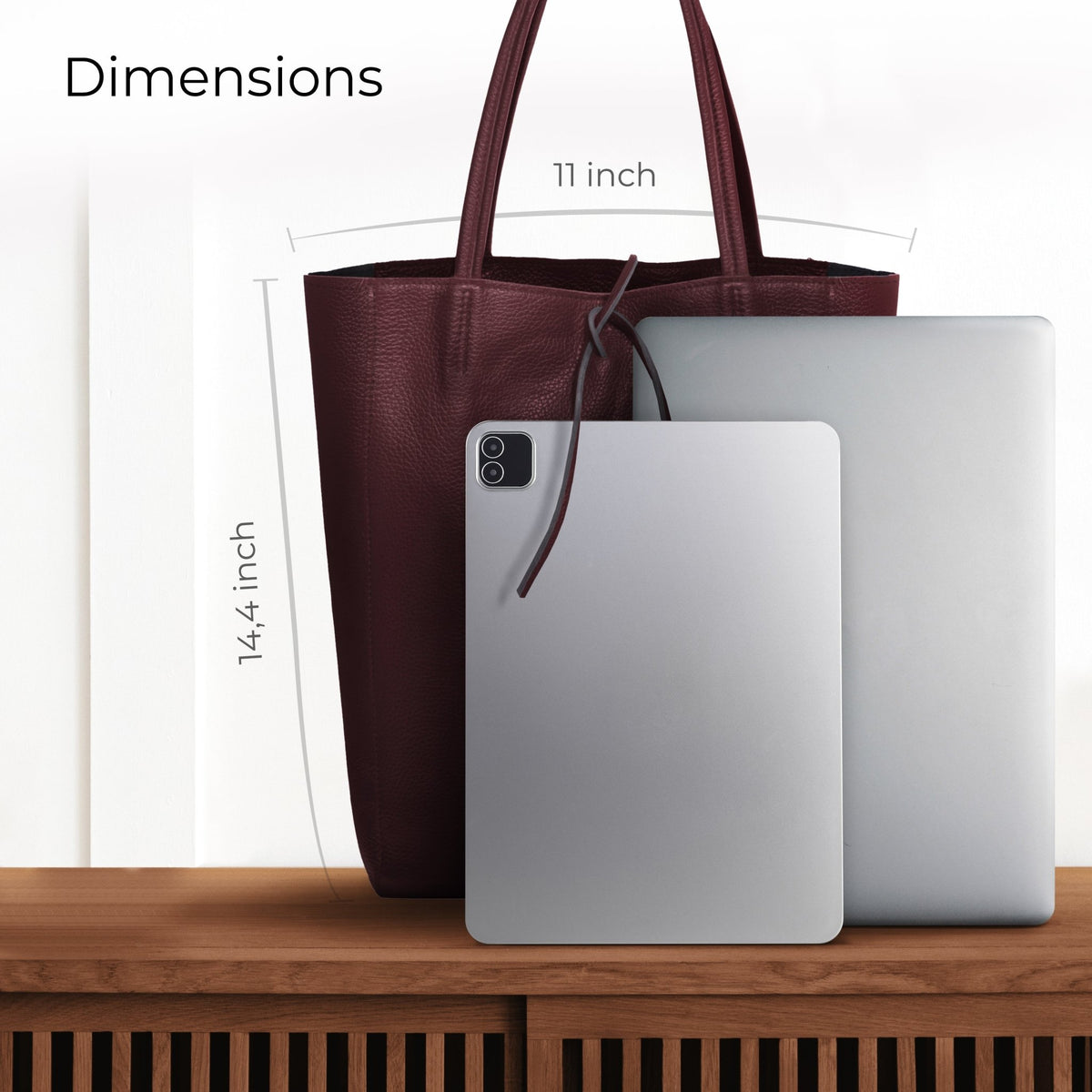 Italian Full-Grain Leather Tote Bag | Firenze - Quarter Circle AK Boutique