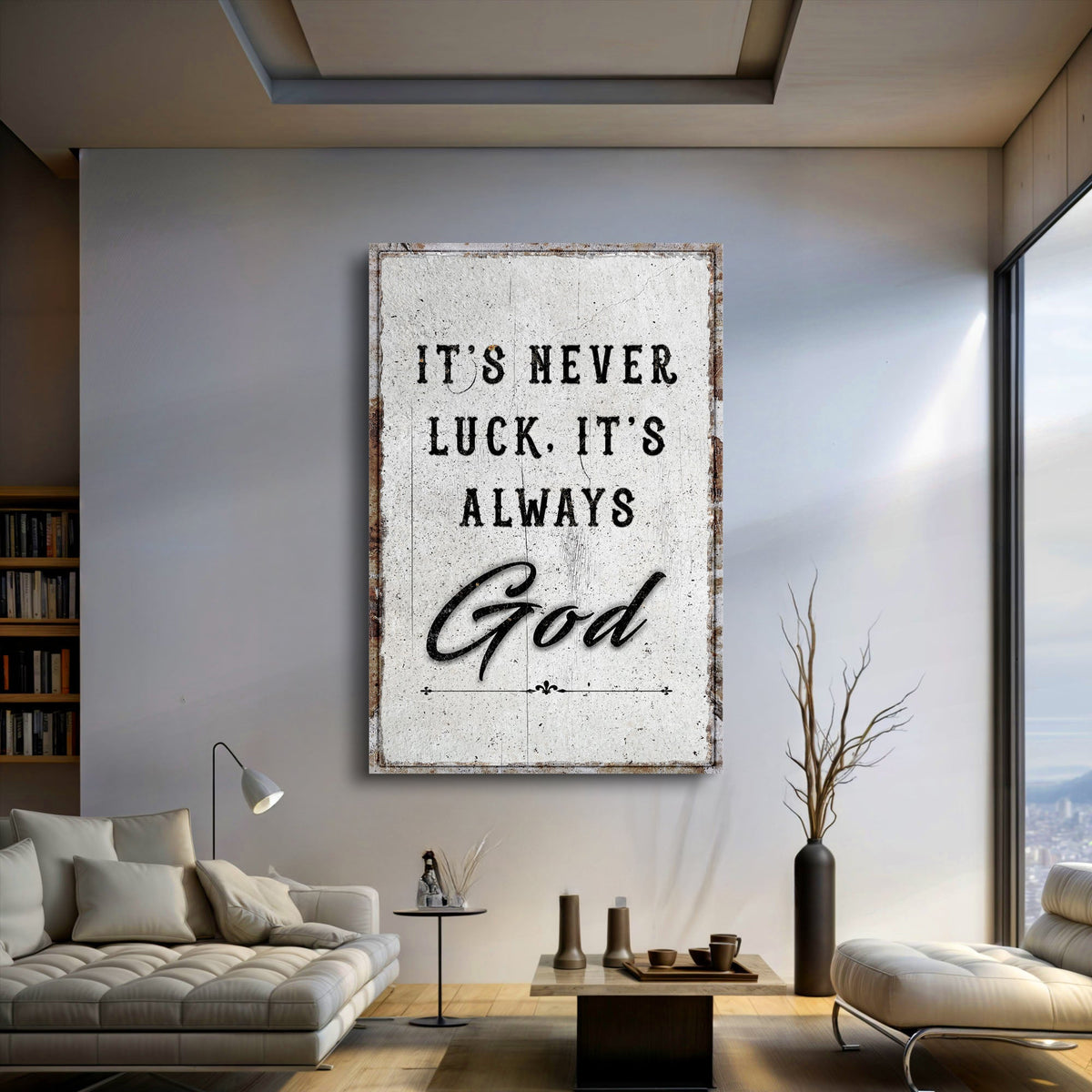 It's Never Luck, It's Always God Faith Wall Art - Quarter Circle AK Boutique
