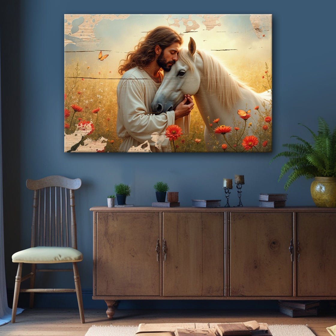 Jesus and Horse Faith Wall Art II - Quarter Circle AK Boutique