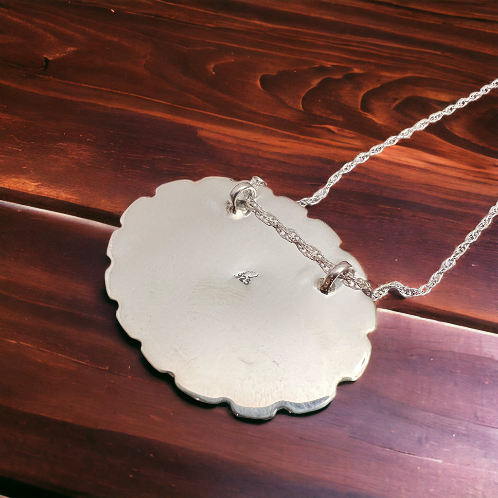 Jimson Belin Navajo Sterling Silver Necklace with Kingman Turquoise — 16" - Quarter Circle AK Boutique