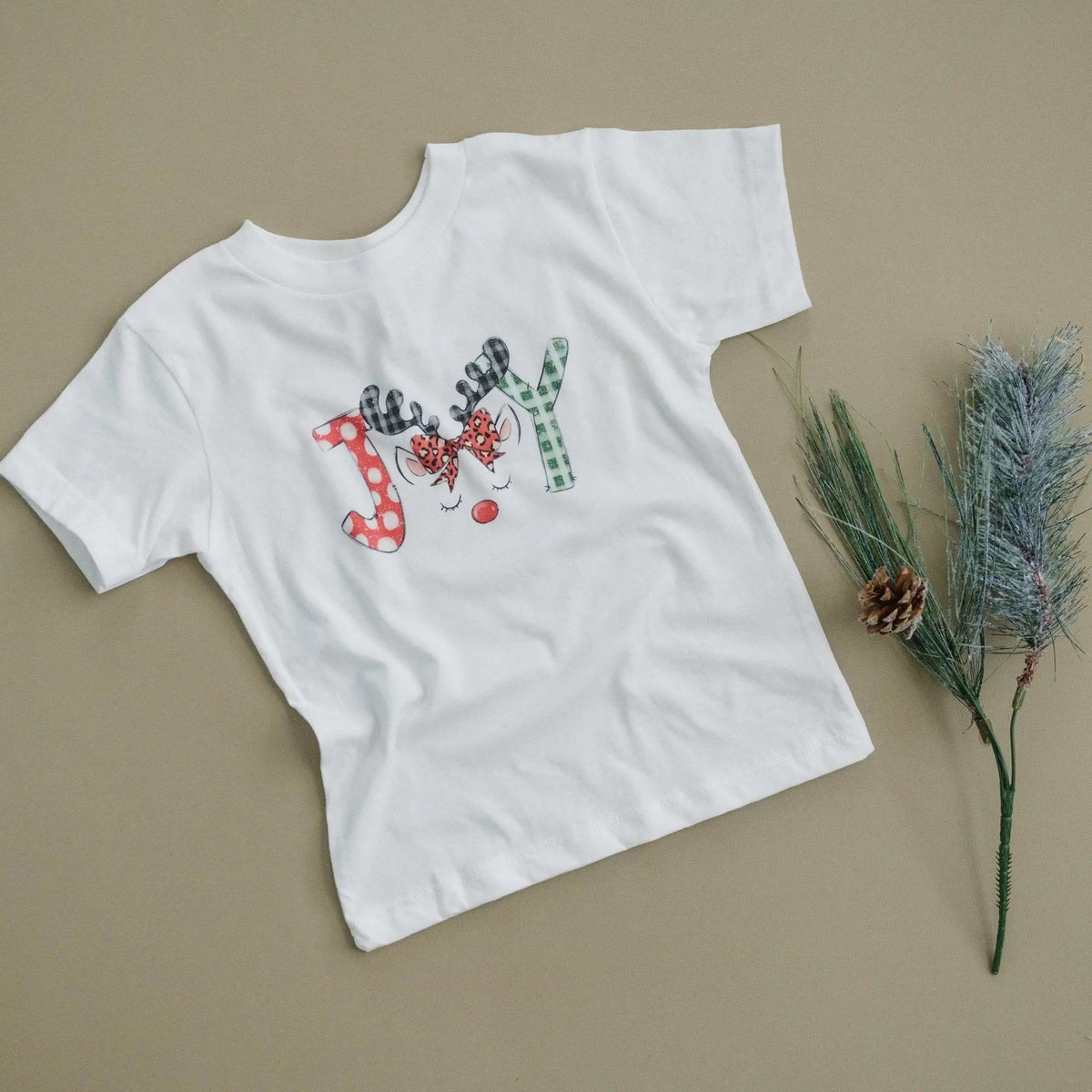 Kids Christmas Shirt – Cute Unicorn Reindeer "Joy" Tee for Girls