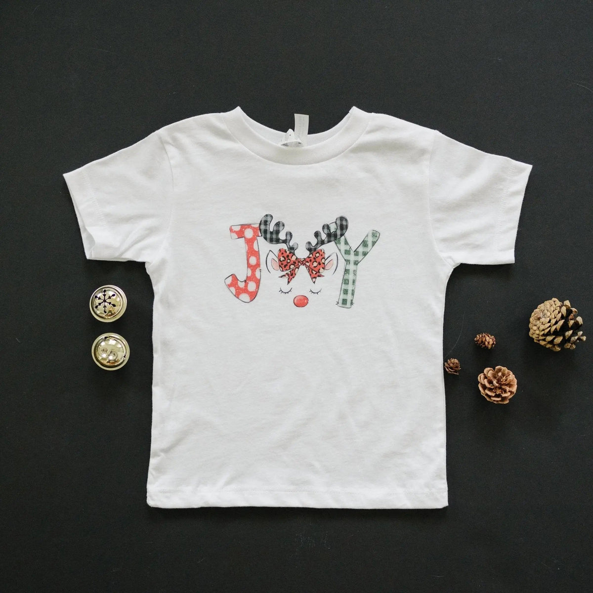 Kids Christmas Shirt – Cute Unicorn Reindeer "Joy" Tee for Girls