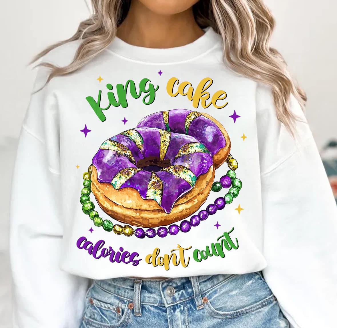 King cake calories don't count tee & sweatshirt - Quarter Circle AK Boutique