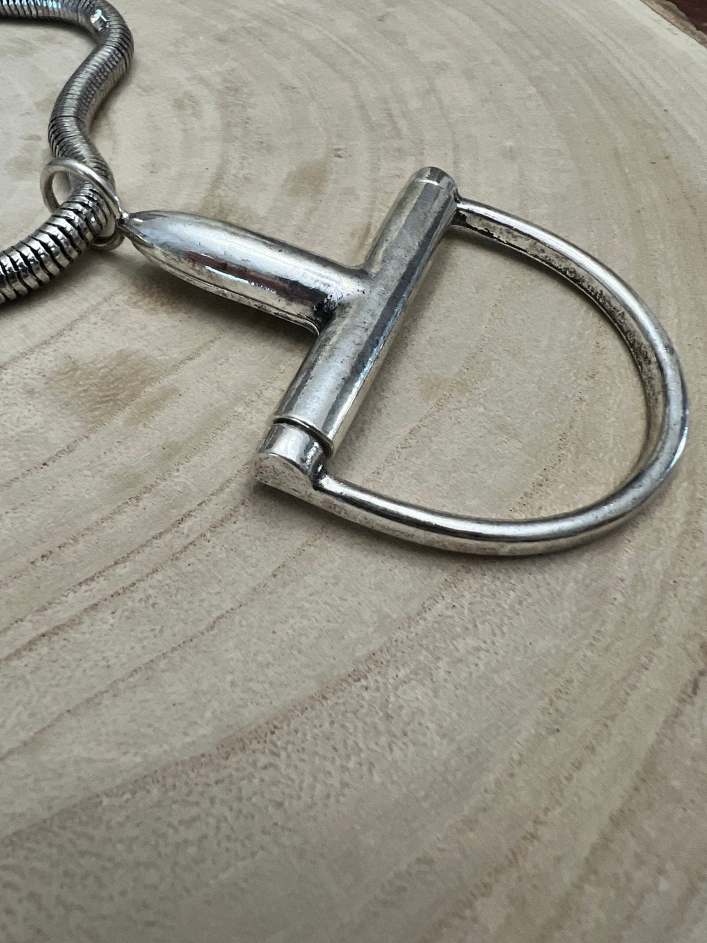 Western Silver Horse Bit Statement Necklace with Rhinestone Snake Chain — Bold Equestrian Jewelry