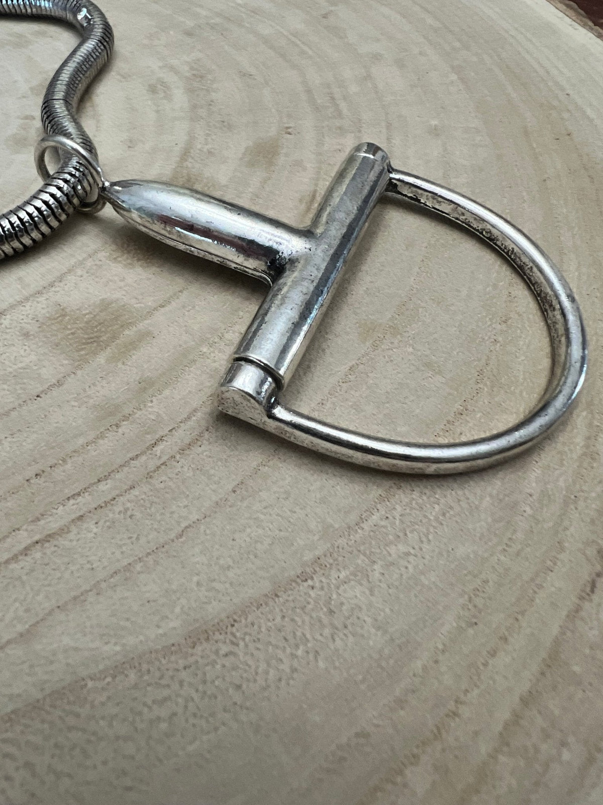Western Silver Horse Bit Statement Necklace with Rhinestone Snake Chain — Bold Equestrian Jewelry