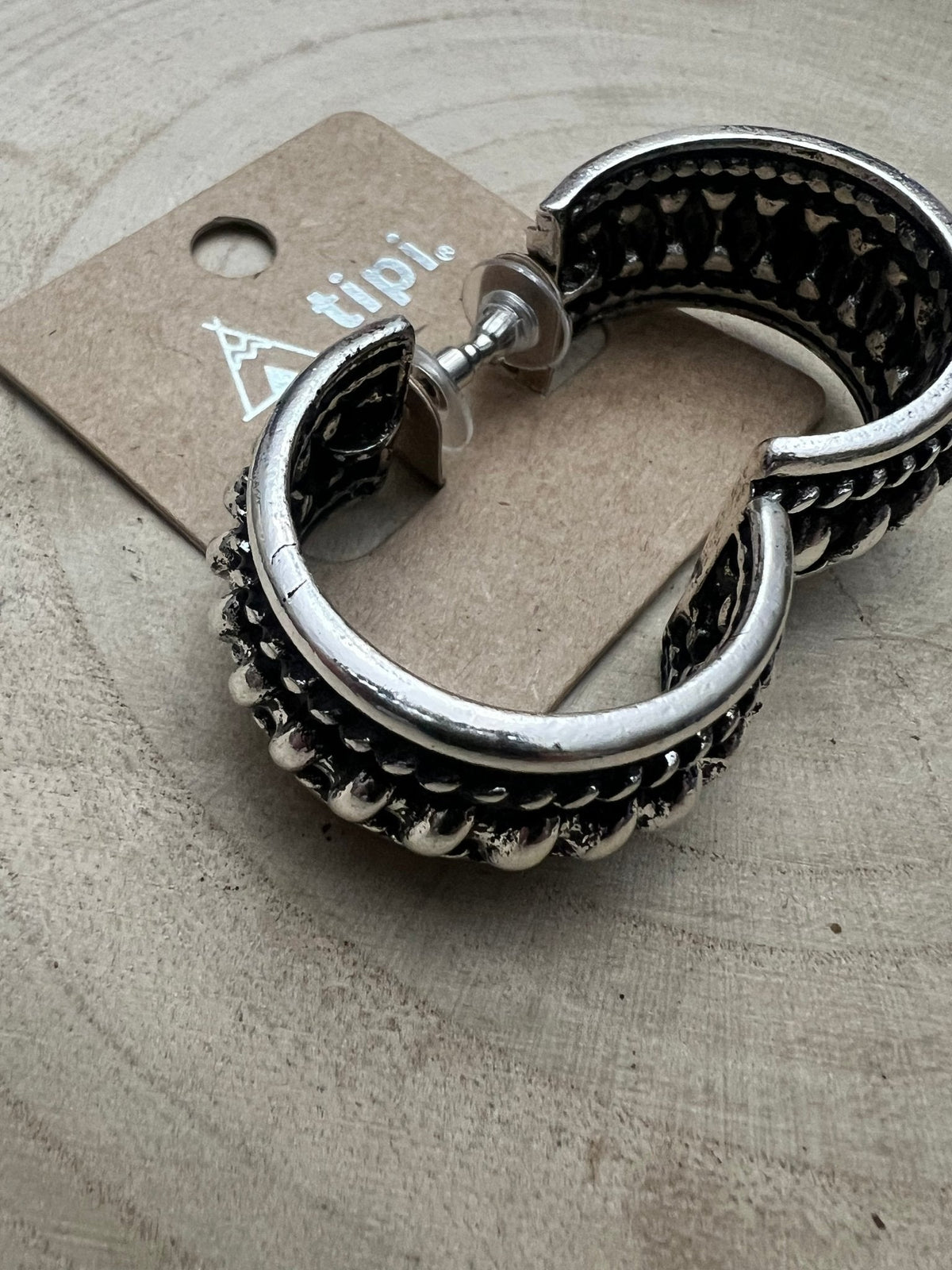 Large Western Twisted Wire Hoop Earrings — Faux Silver Western Statement