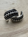 Large Western Twisted Wire Hoop Earrings — Faux Silver Western Statement