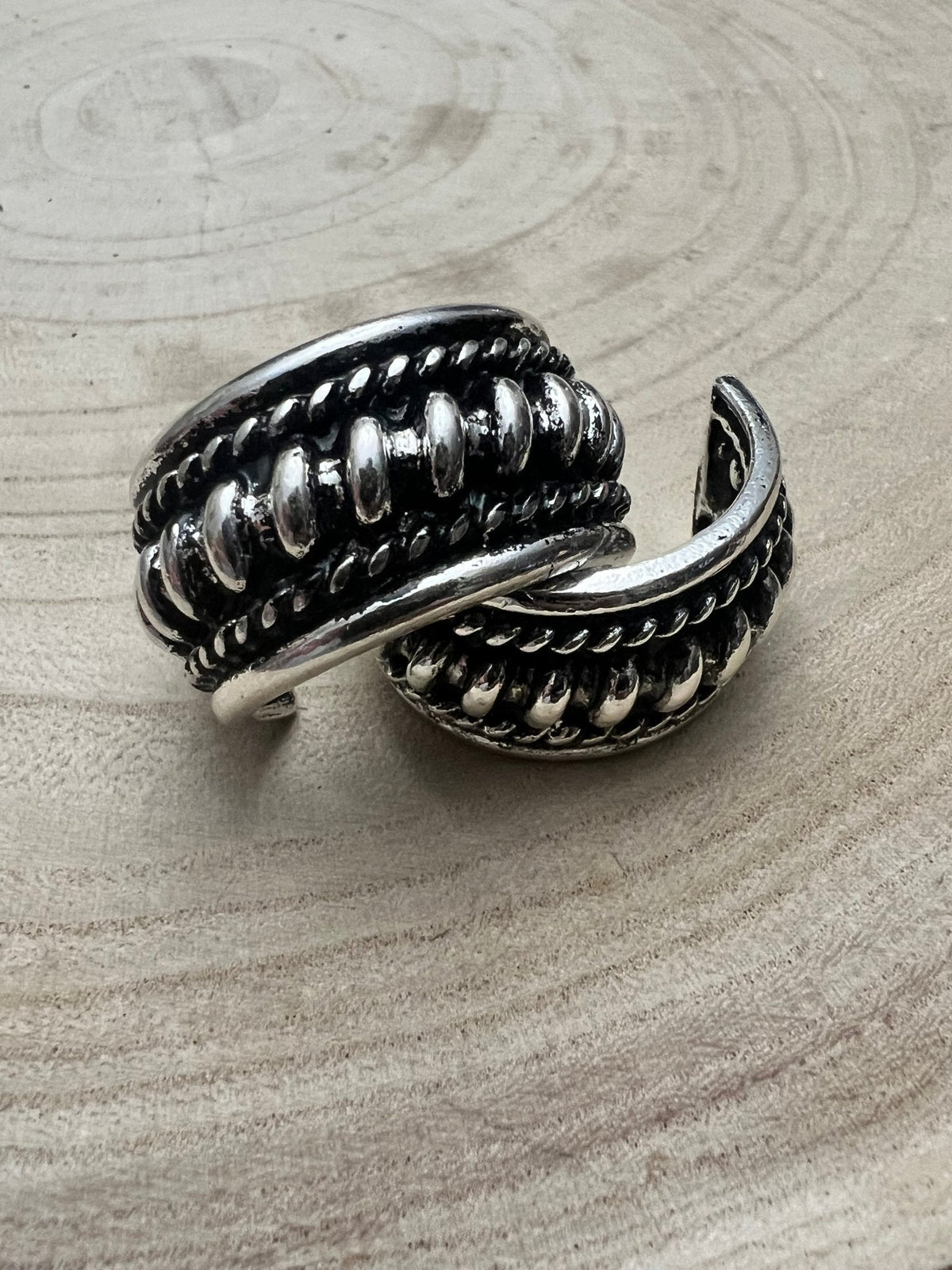 Large Western Twisted Wire Hoop Earrings — Faux Silver Western Statement