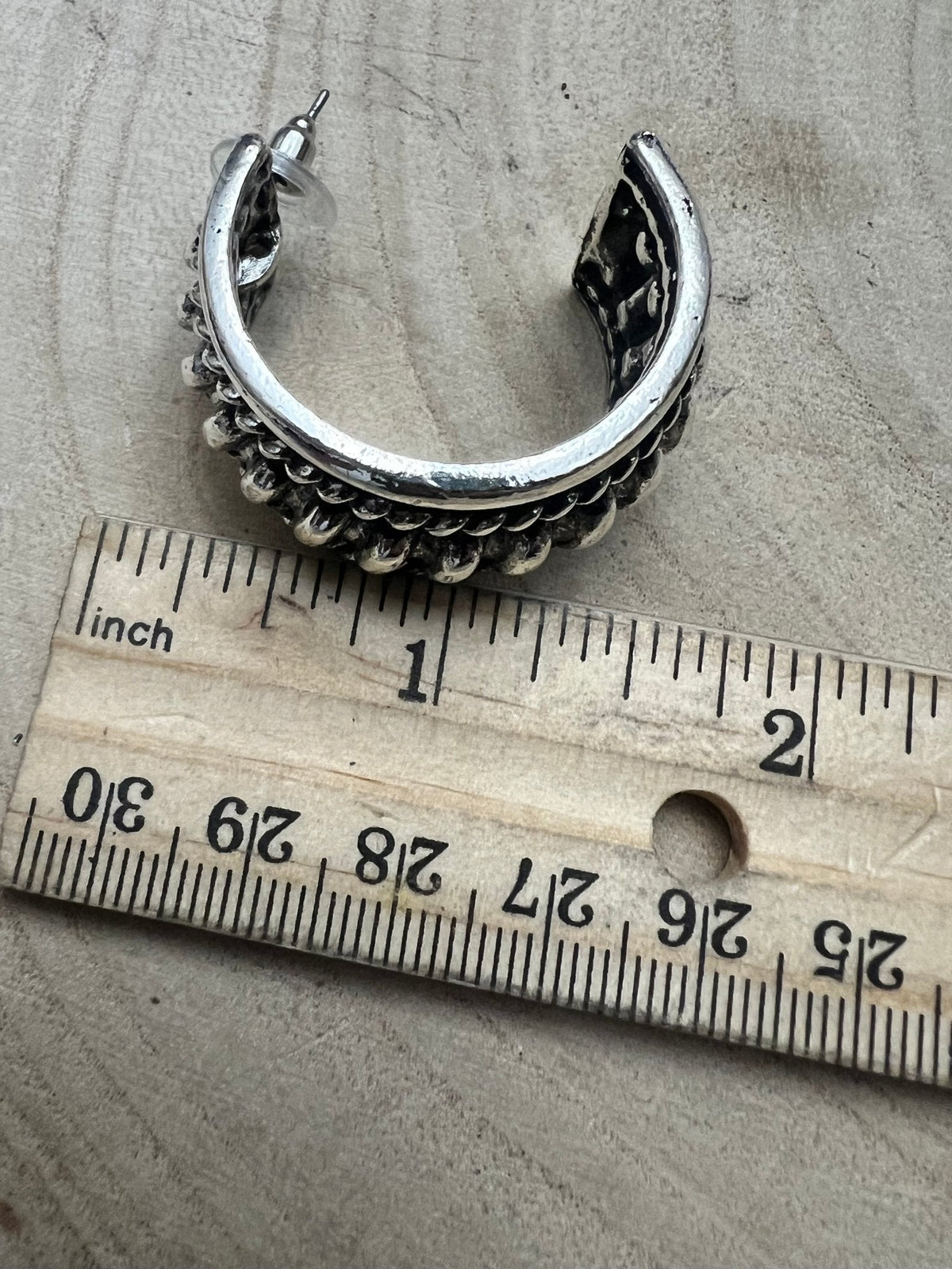 Large Western Twisted Wire Hoop Earrings — Faux Silver Western Statement