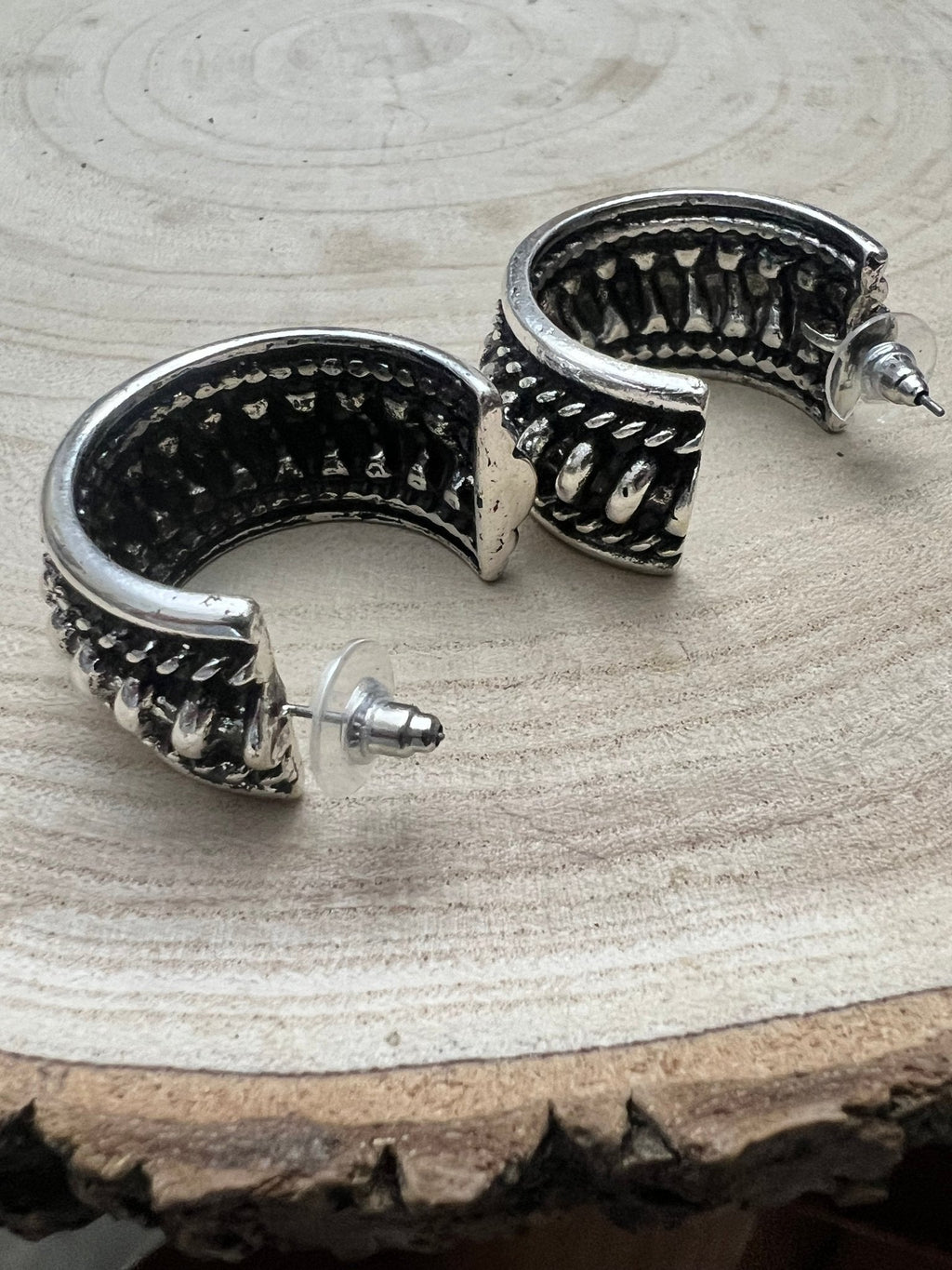 Large Western Twisted Wire Hoop Earrings — Faux Silver Western Statement