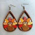 Laser Cut Wooden Turkey Earrings - Quarter Circle AK Boutique