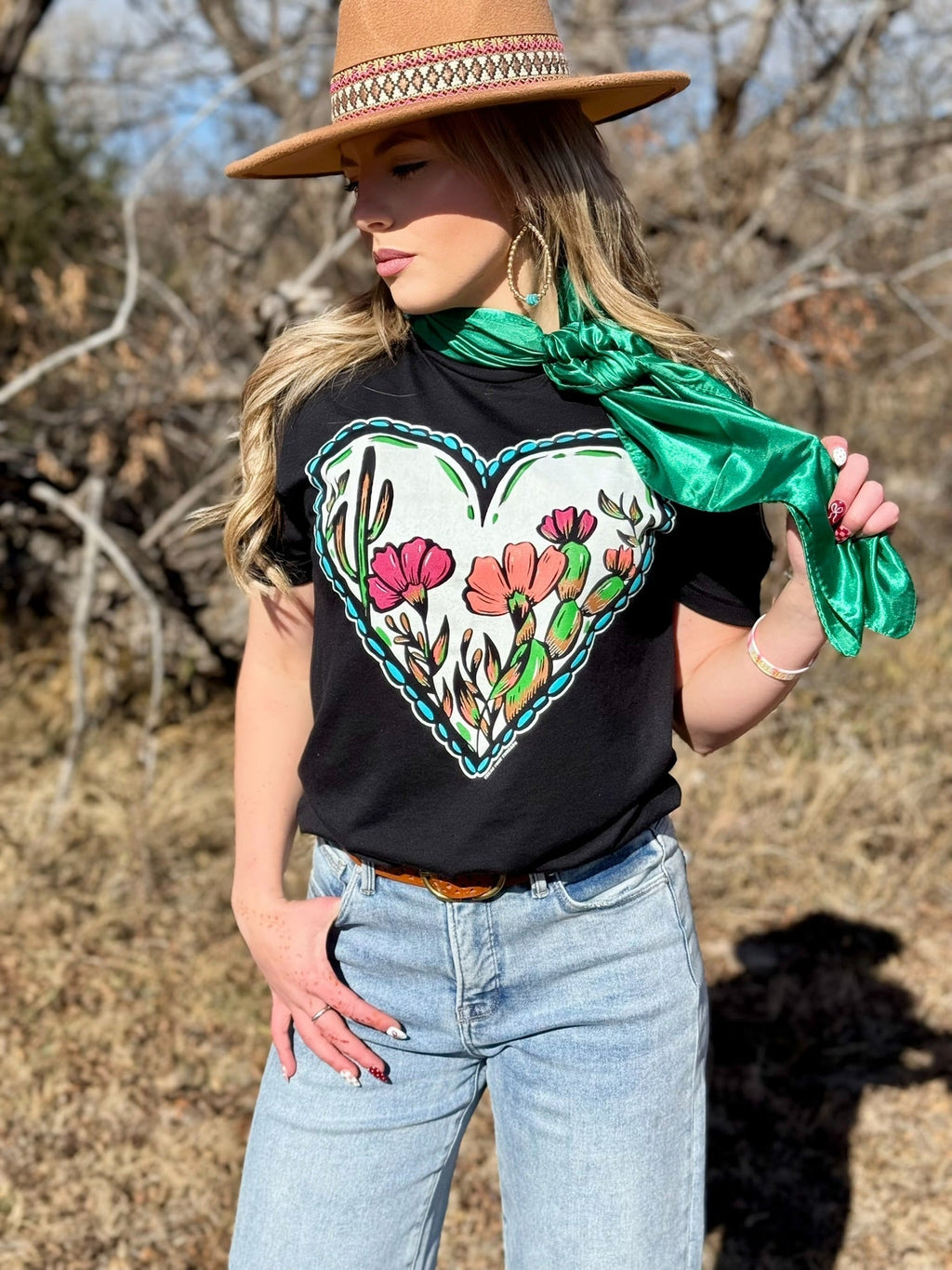 Lauren's Western Heart Tee - Quarter Circle AK Boutique