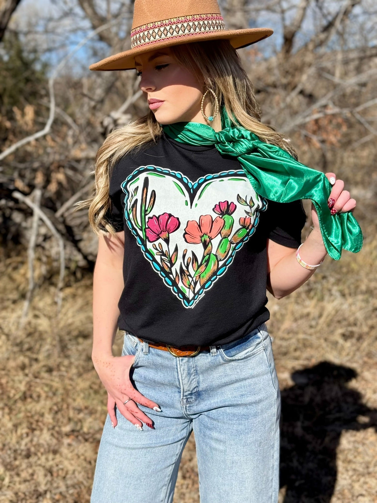 Lauren's Western Heart Tee - Quarter Circle AK Boutique