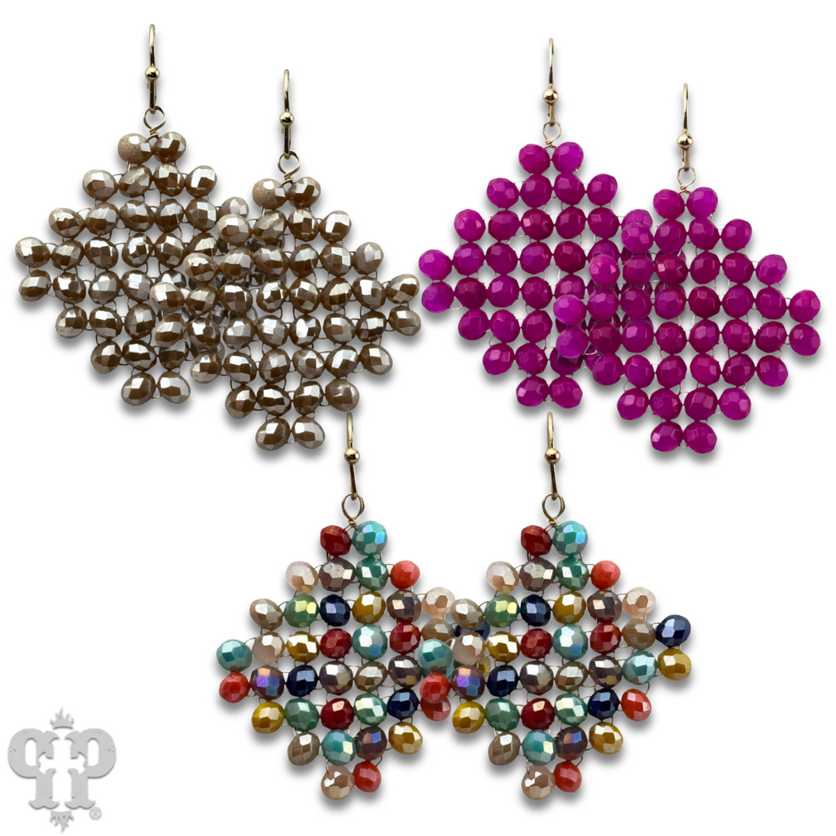 Faceted bead diamond shape earring - LC