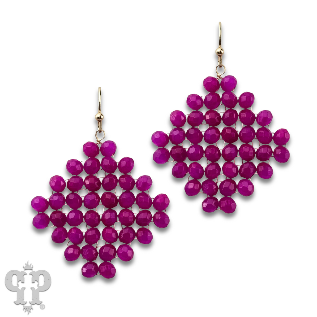 Faceted bead diamond shape earring - LC
