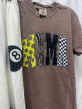 Lime Green Leopard 8 Ball Mama – Espresso Comfort Colors Tee - Quarter Circle AK Boutique