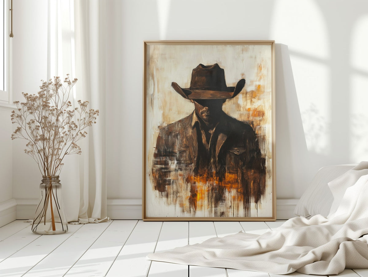 Lone Cowboy in Shadow and Flame - Quarter Circle AK Boutique