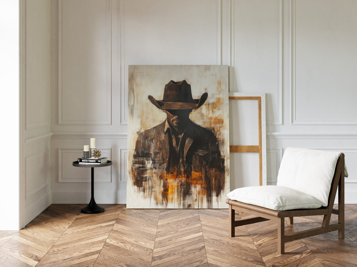 Lone Cowboy in Shadow and Flame - Quarter Circle AK Boutique